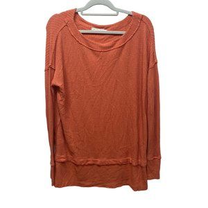 We the free Free people orange thermal sweater waffle knit oversized small